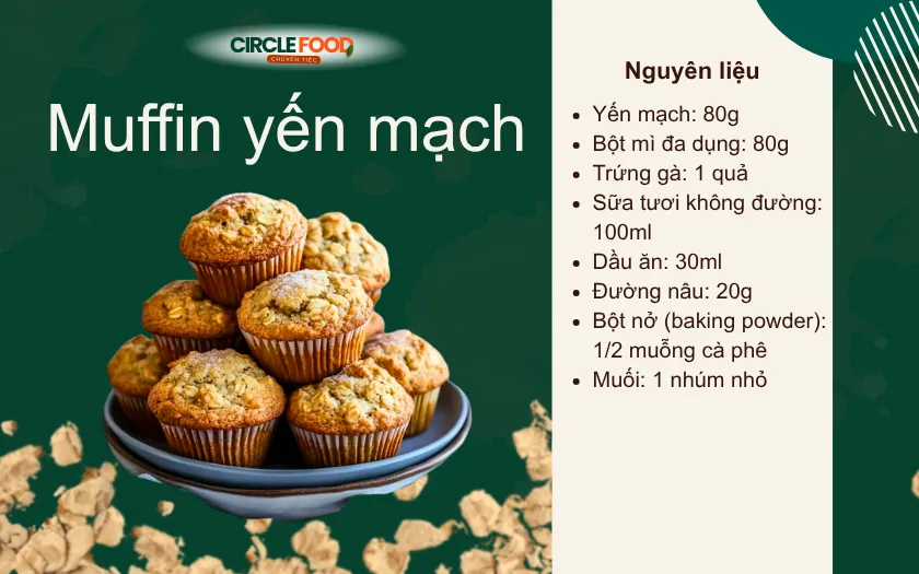 Các nguyên liệu cần thiết để làm nên muffin yến mạch
