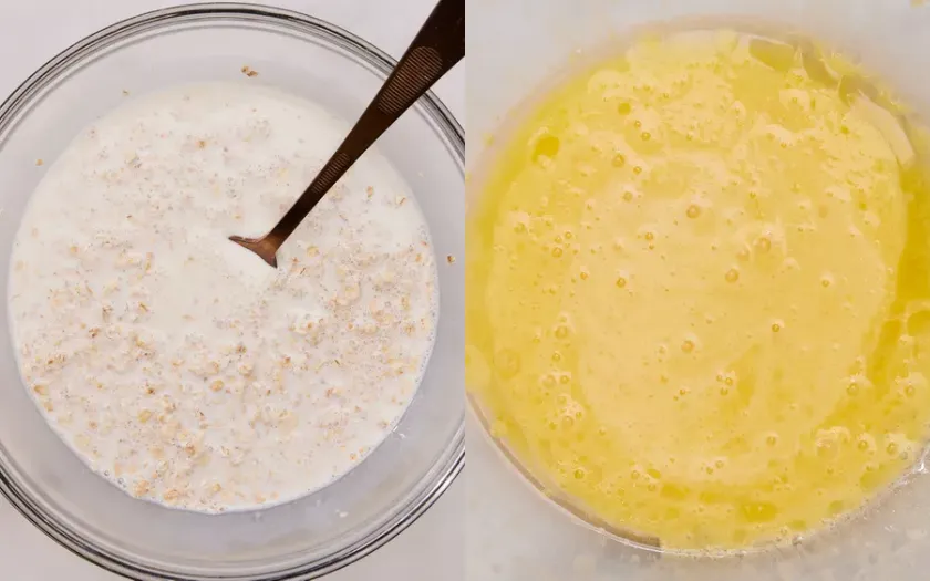 Phần cốt bánh được tạo nên từ hỗn hợp bột khô và bột ướt