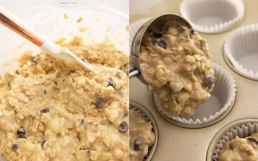 Đổ phần bột bánh chỉ ⅔ khuôn để nướng