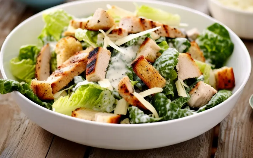 Món Caesar Salad kết hợp gà nướng 