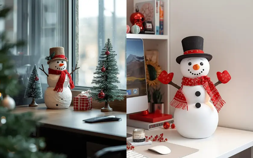 Có thể trang trí văn phòng bằng mô hình người tuyết theo nhiều cách