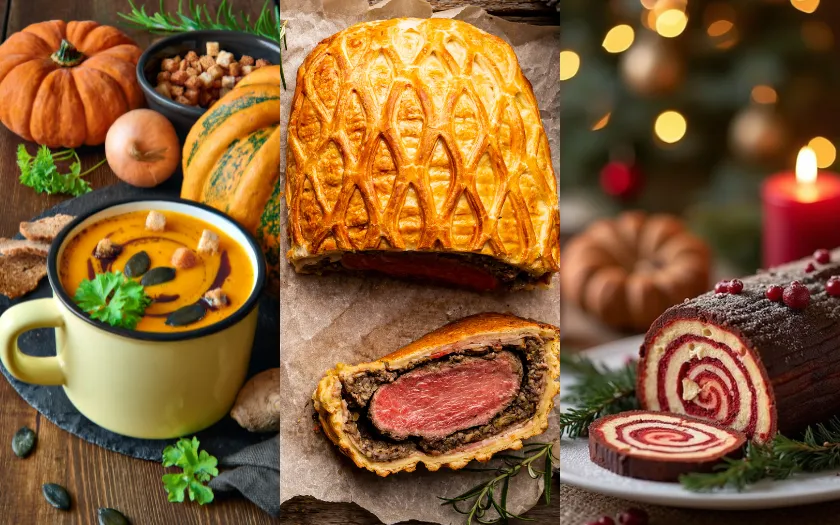 Trải nghiệm Noel phương Tây trọn vẹn với sự kết hợp hoàn hảo giữa súp bí đỏ, bò Wellington và bánh khúc cây biểu tượng
