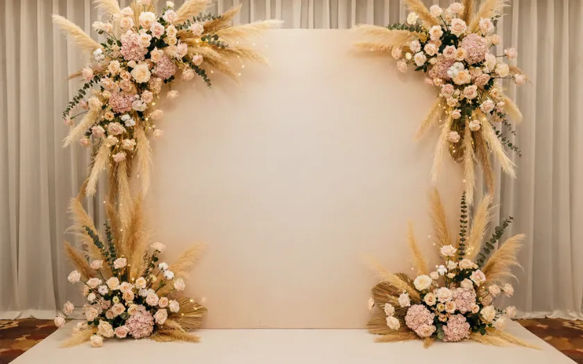 Các gam màu trung tính như be và nude kết hợp cùng texture tự nhiên từ cỏ lau mang đến một không gian gần gũi