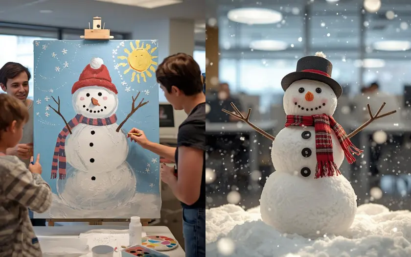Trò chơi thử tài sáng tạo người tuyết là các hoạt động giúp mọi người thỏa sức tưởng tượng và trang trí người tuyết bằng nhiều vật liệu khác nhau