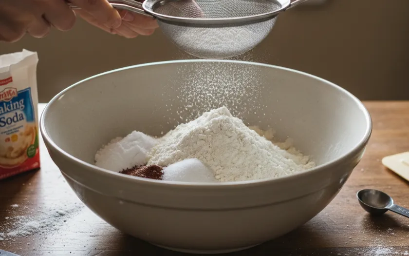 Chuẩn bị hỗn hợp khô để làm bánh Cupcake Giáng sinh