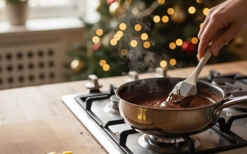 Khuấy đều hỗn hợp socola và bơ 