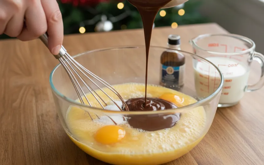 Đánh đều hỗn hợp với trứng 