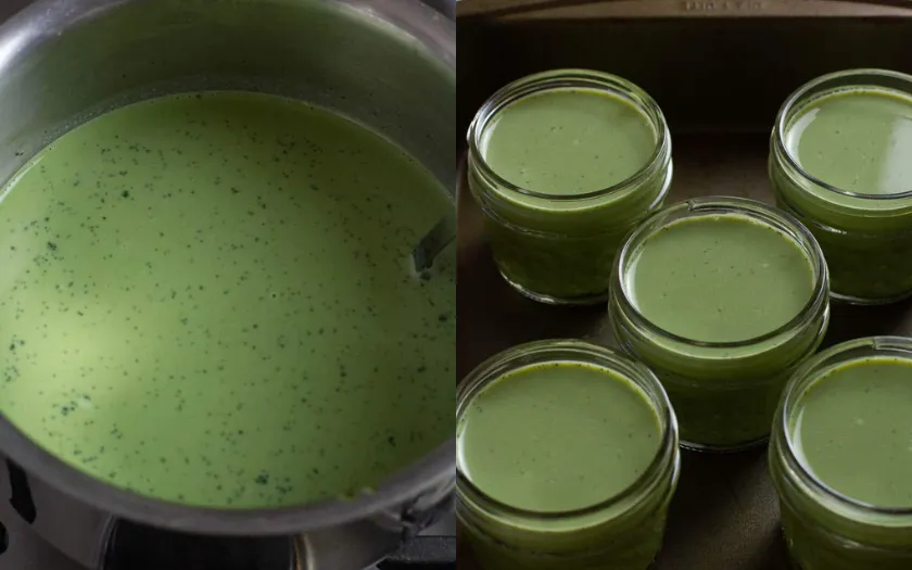 Hỗn hợp pudding bơ sau khi được đổ khuôn 