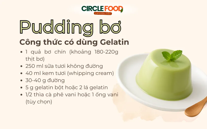 Nguyên liệu làm món pudding bơ sữa