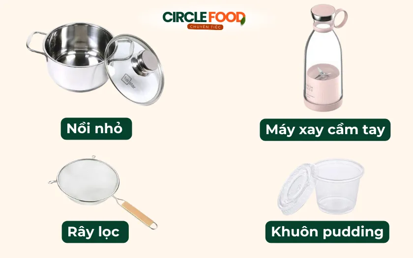 Dụng cụ cần có để làm món pudding bơ 