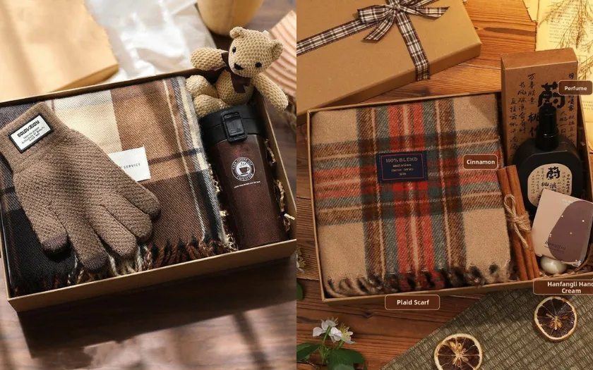 Khăn quàng và áo khoác mỏng cũng là lựa chọn lý tưởng cho quà Tân Niên