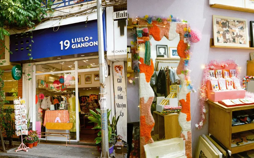 Tại Líu Lô, bạn có thể khám phá nhiều mặt hàng thủ công mỹ nghệ đa dạng, bao gồm văn phòng phẩm, nến, quần áo và túi xách.