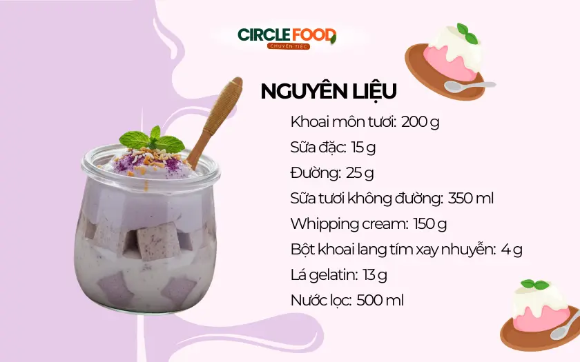 Nguyên liệu làm bánh Pudding khoai môn từ khoai môn