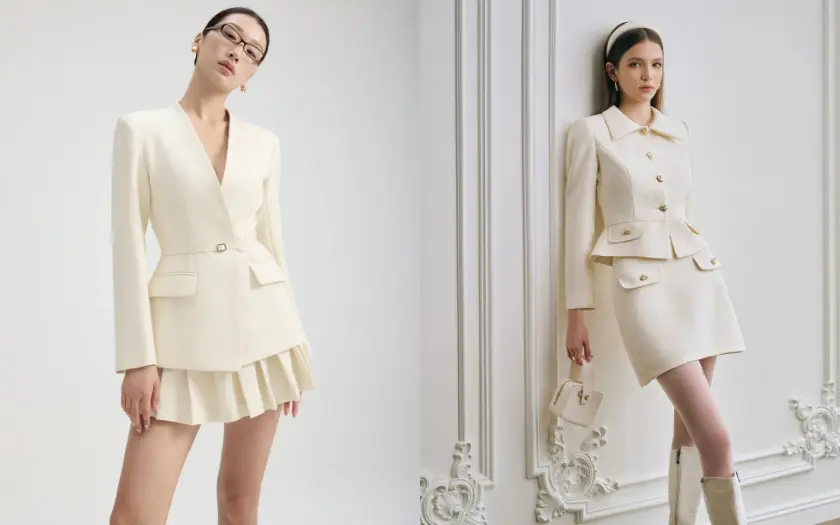 Set blazer và chân váy không chỉ ứng dụng được trong buổi tất niên mà còn trong outfit đi làm hằng ngày
