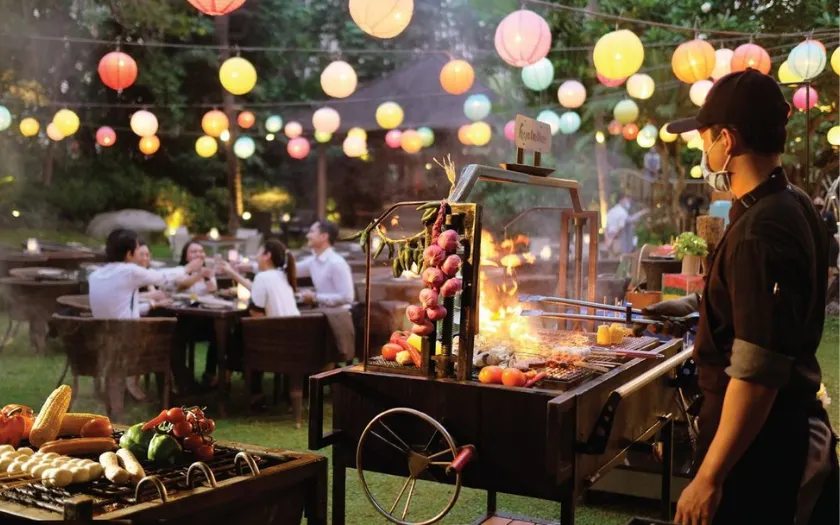 Live station BBQ cho tiệc ngoài trời