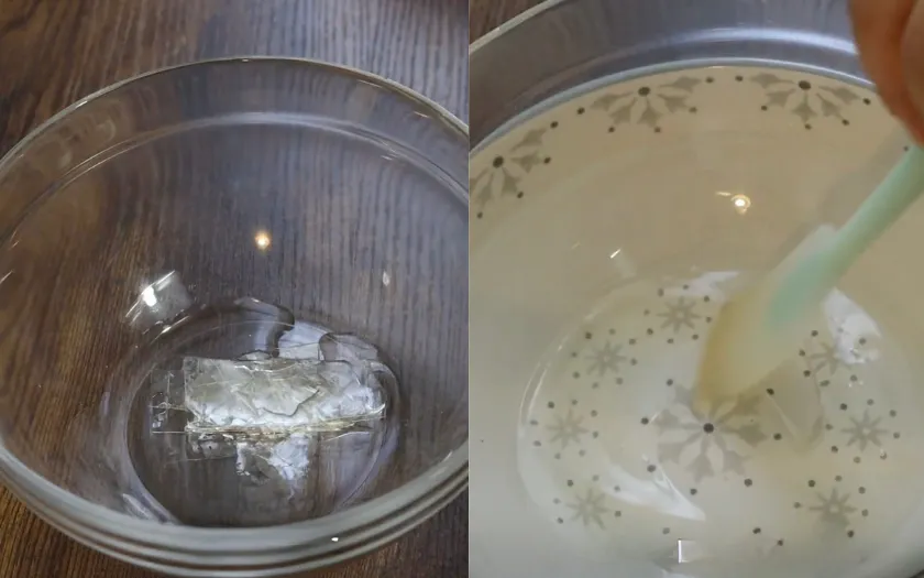 Ngâm gelatin đến khi tan hoàn toàn