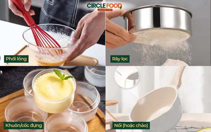 Dụng cụ hỗ trợ quá trình làm pudding sữa chua dâu tây