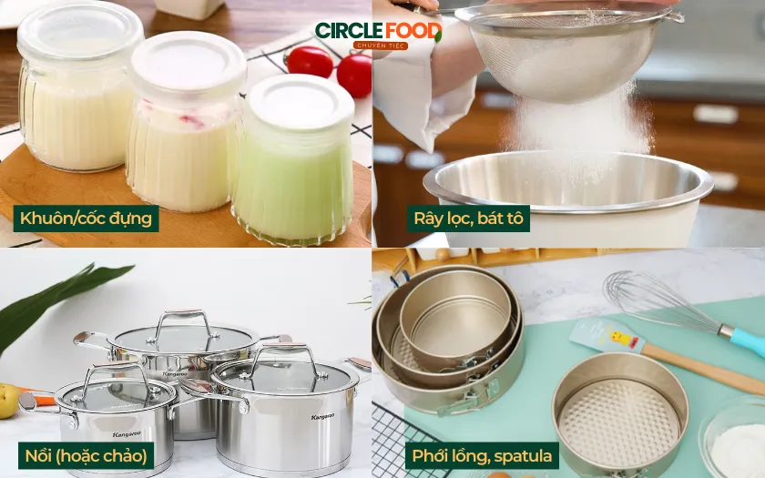 Dụng cụ phục vụ cho quá trình làm pudding dâu tây