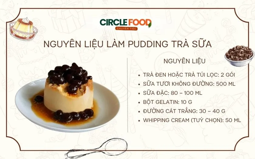 Nguyên liệu làm pudding trà sữa