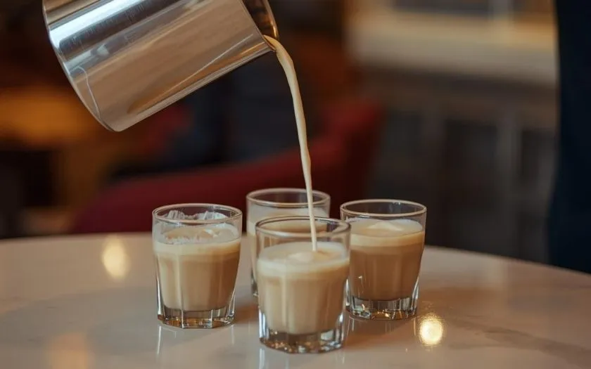 Đổ khuôn hỗn hợp pudding trà sữa