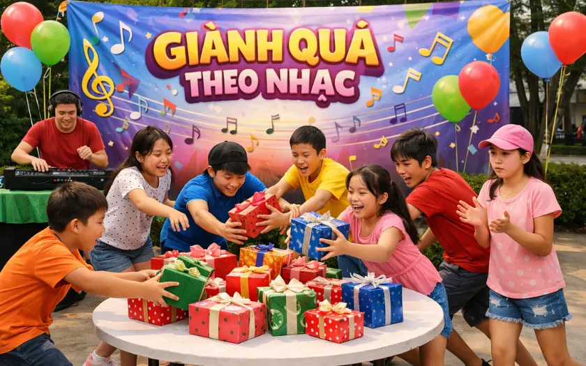 Trò chơi Giành quà theo nhạc - cần độ phản xạ nhanh