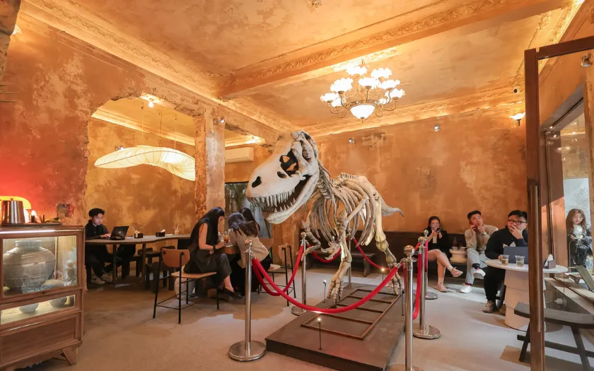 30Days Café - quán cafe trưng bày hóa thạch khủng long tại biệt thự cổ Hà Nội