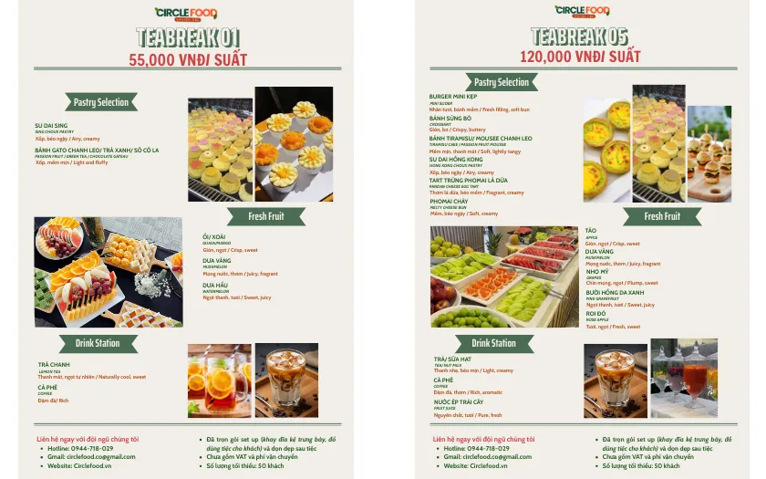 Menu tea break cho tiệc 8/3