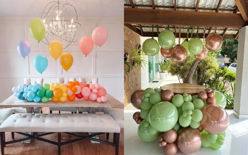 Bàn tiệc sinh nhật trông bắt mắt hơn hẳn nhờ sự góp mặt của những trụ bóng bay cùng tông màu (Nguồn: Internet)