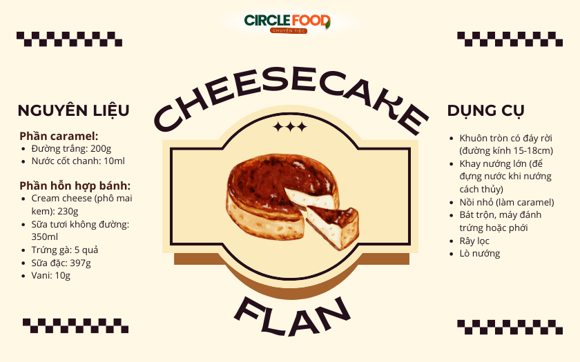 Nguyên liệu chính làm bánh Cheesecake flan