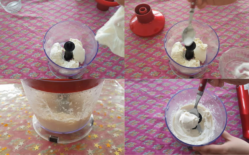 Đánh mịn cream cheese bằng muỗng hoặc máy xay