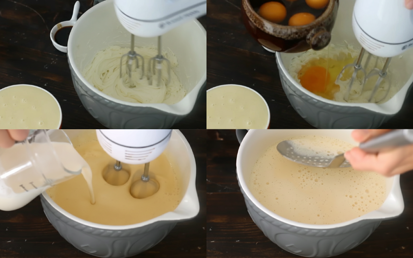 Hỗn hợp sữa phô mai được khuấy đều