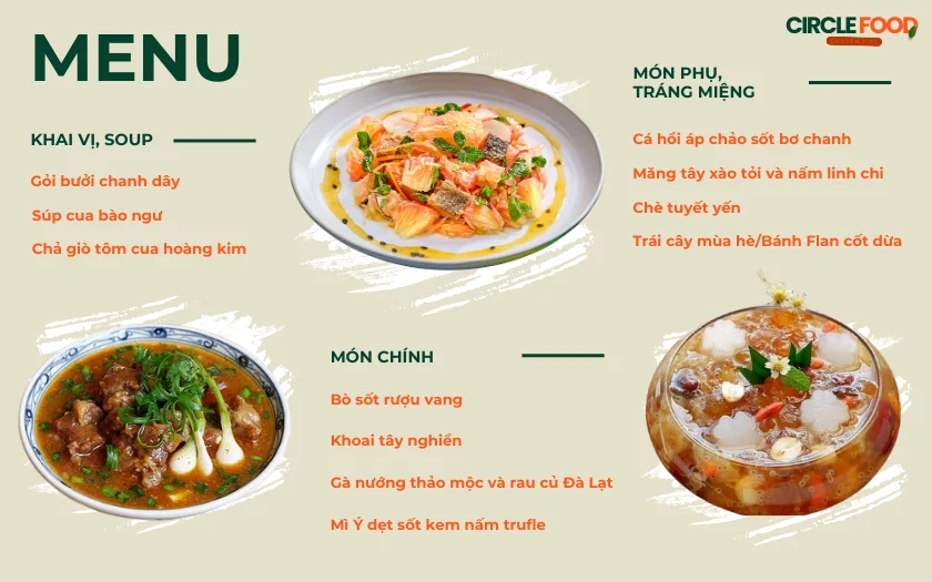 Menu tiệc bàn