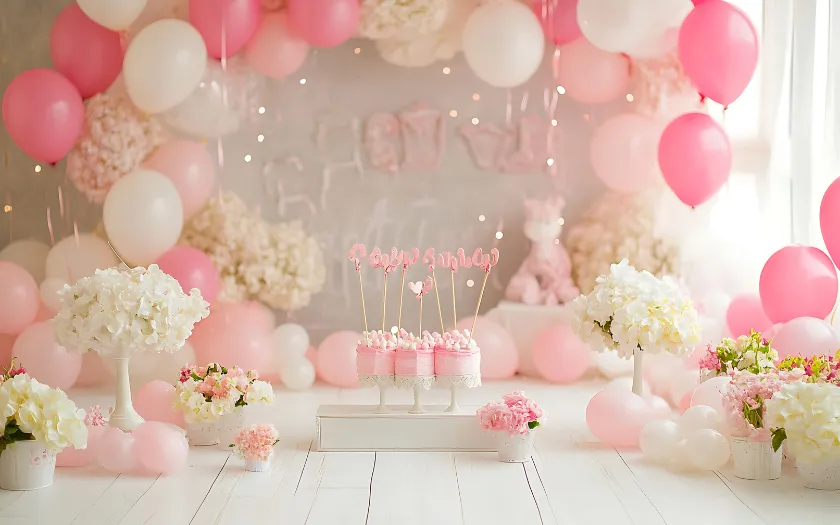 Trang trí tiệc sinh nhật màu hồng pastel cho bé gái và tiệc gia đình (nguồn: Canva)