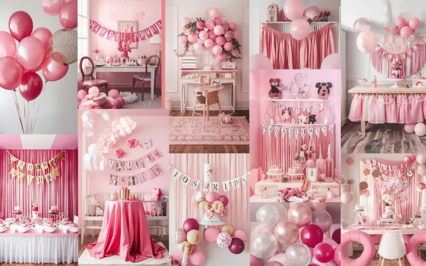 Các phong cách trang trí tiệc sinh nhật màu hồng tại nhà (nguồn: Canva)