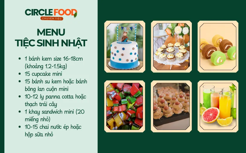 Thực đơn tiệc ngọt sinh nhật quy mô nhỏ tại gia cho bé