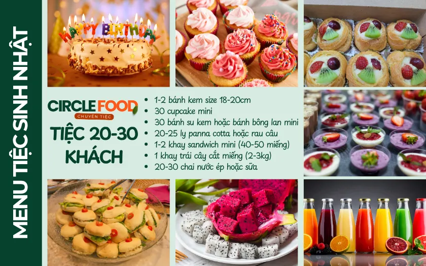 Thực đơn tiệc sinh nhật cho bé khoảng 20-30 khách