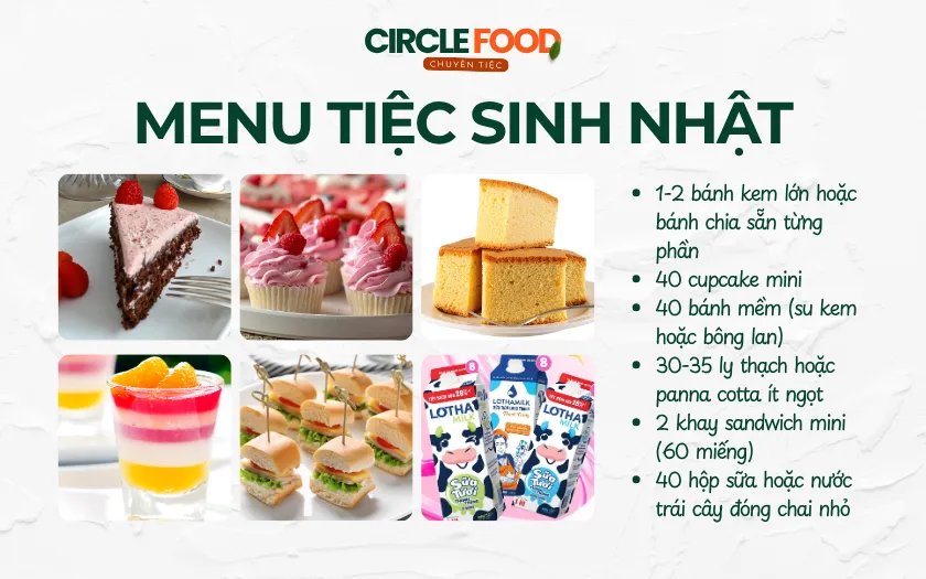 Thực đơn tiệc ngọt sinh nhật cho bé tại trường học
