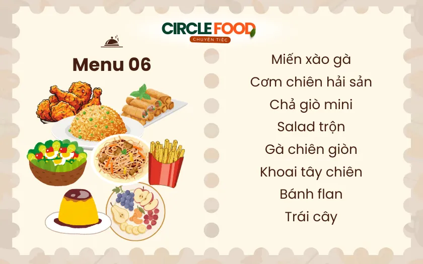 Menu 6: Bàn buffet mini sinh nhật đa dạng món cho nhóm đông khách từ 20–30 người