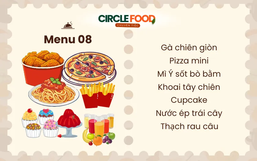 Menu 8: Bàn tiệc sinh nhật nhiều màu sắc cho bé 4 - 7 tuổi