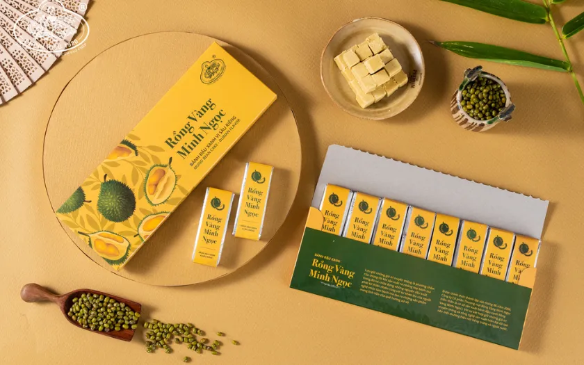 Bánh đậu xanh rồng vàng là dòng bánh truyền thống được nâng tầm trở nên sang trọng