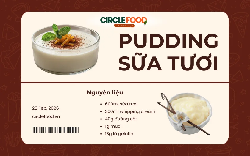 Nguyên liệu làm bánh pudding sữa