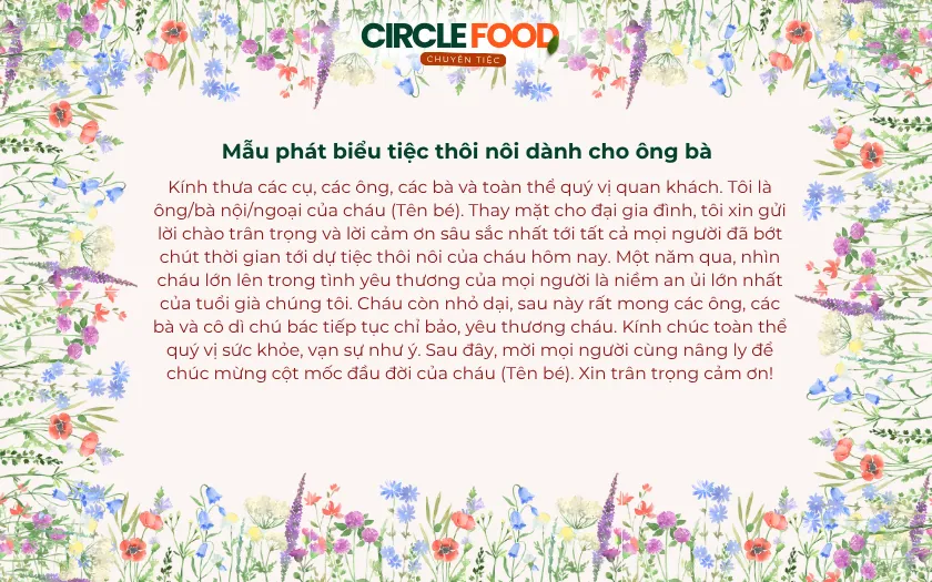 Mẫu phát biểu trong tiệc thôi nôi dành cho gia chủ muốn cảm ơn đến ông bà cháu 