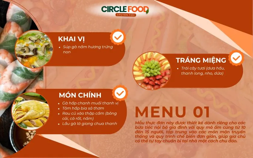 Tham khảo thực đơn tiệc thôi nôi 01 tại nhà