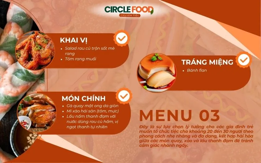 Tham khảo thực đơn tiệc thôi nôi 03 tại nhà