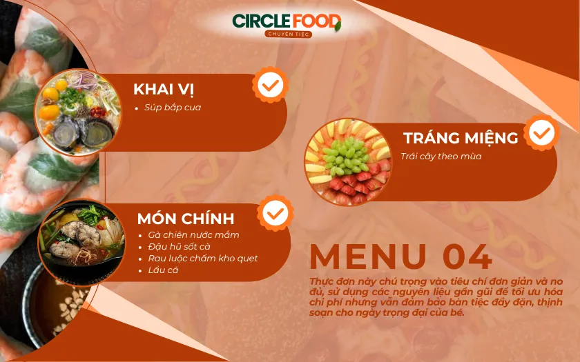 Tham khảo thực đơn tiệc thôi nôi tại nhà 