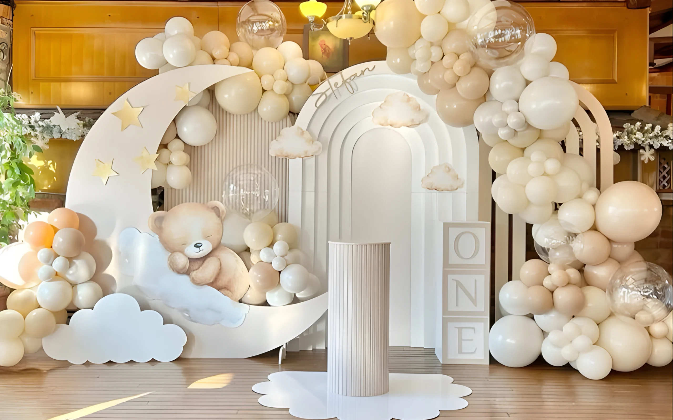 Thiết kế không gian chụp ảnh tiệc thôi nôi (Nguồn: Internet)