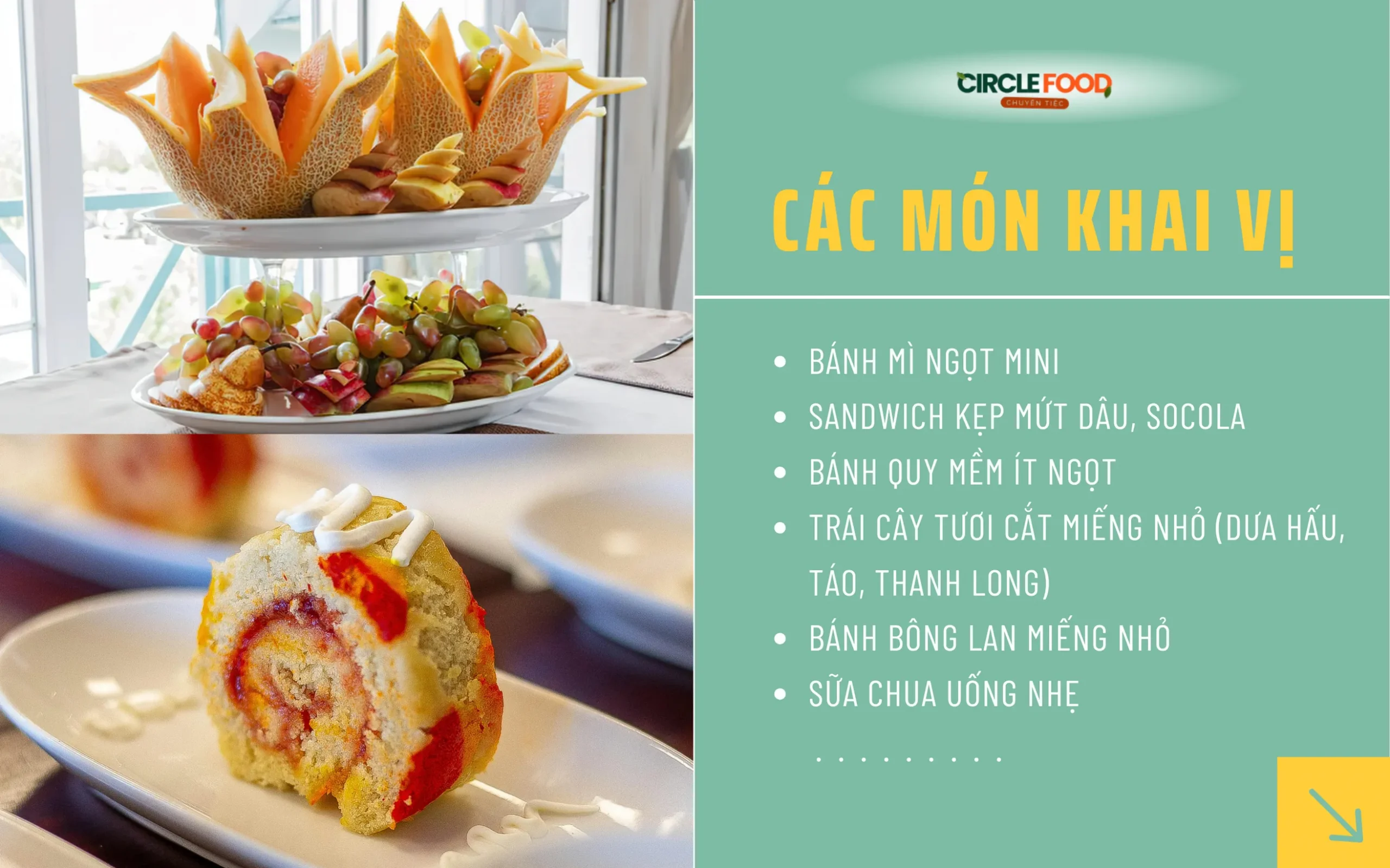 Các món khai vị buffet cho trẻ mầm non