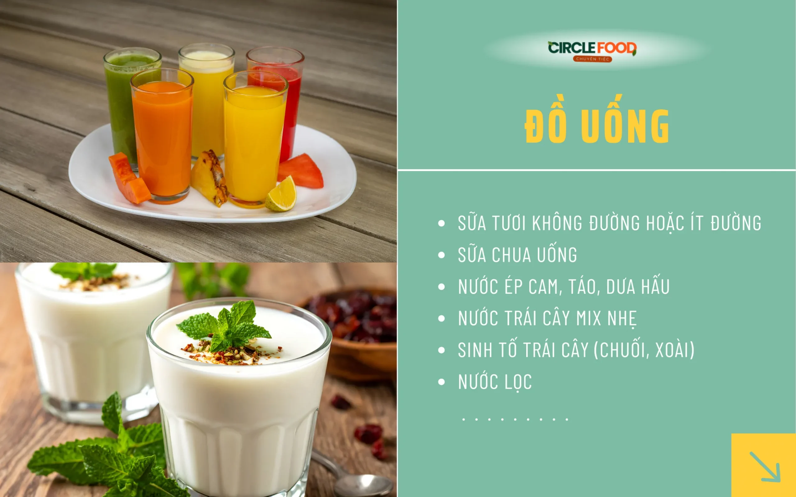 Các loại đồ uống buffet cho trẻ mầm non