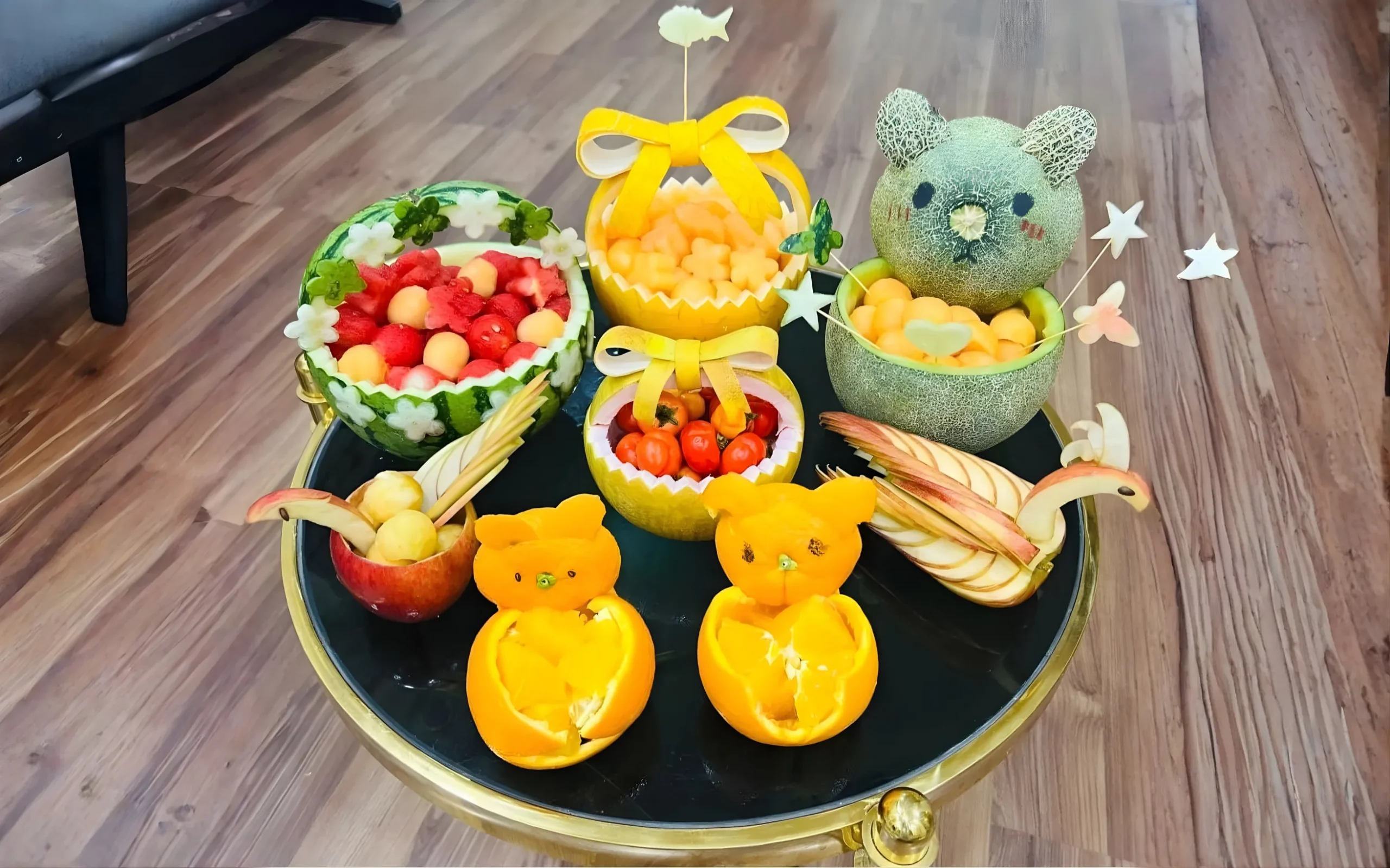Buffet trái cây cắt miếng hình thú cho trẻ mầm non