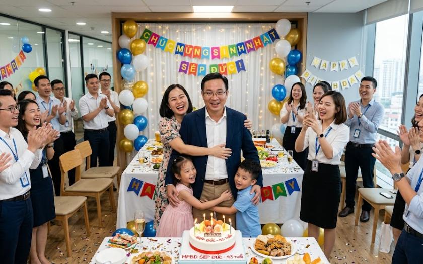 Khoảnh khắc bất ngờ khi người thân xuất hiện trong tiệc sinh nhật của sếp
